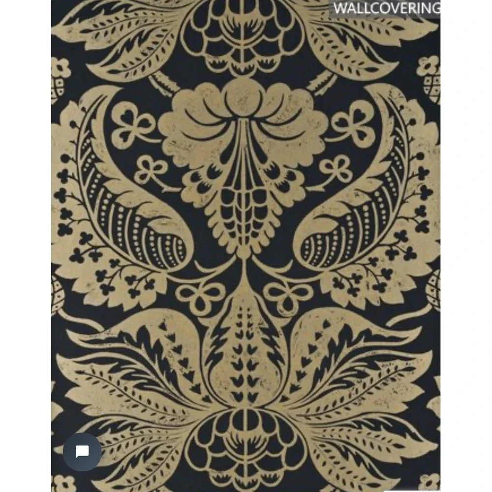 GP & J Baker Perandor Damask Wallpaper Charcoal Gold BW45017/6 Oleander 11 Yards